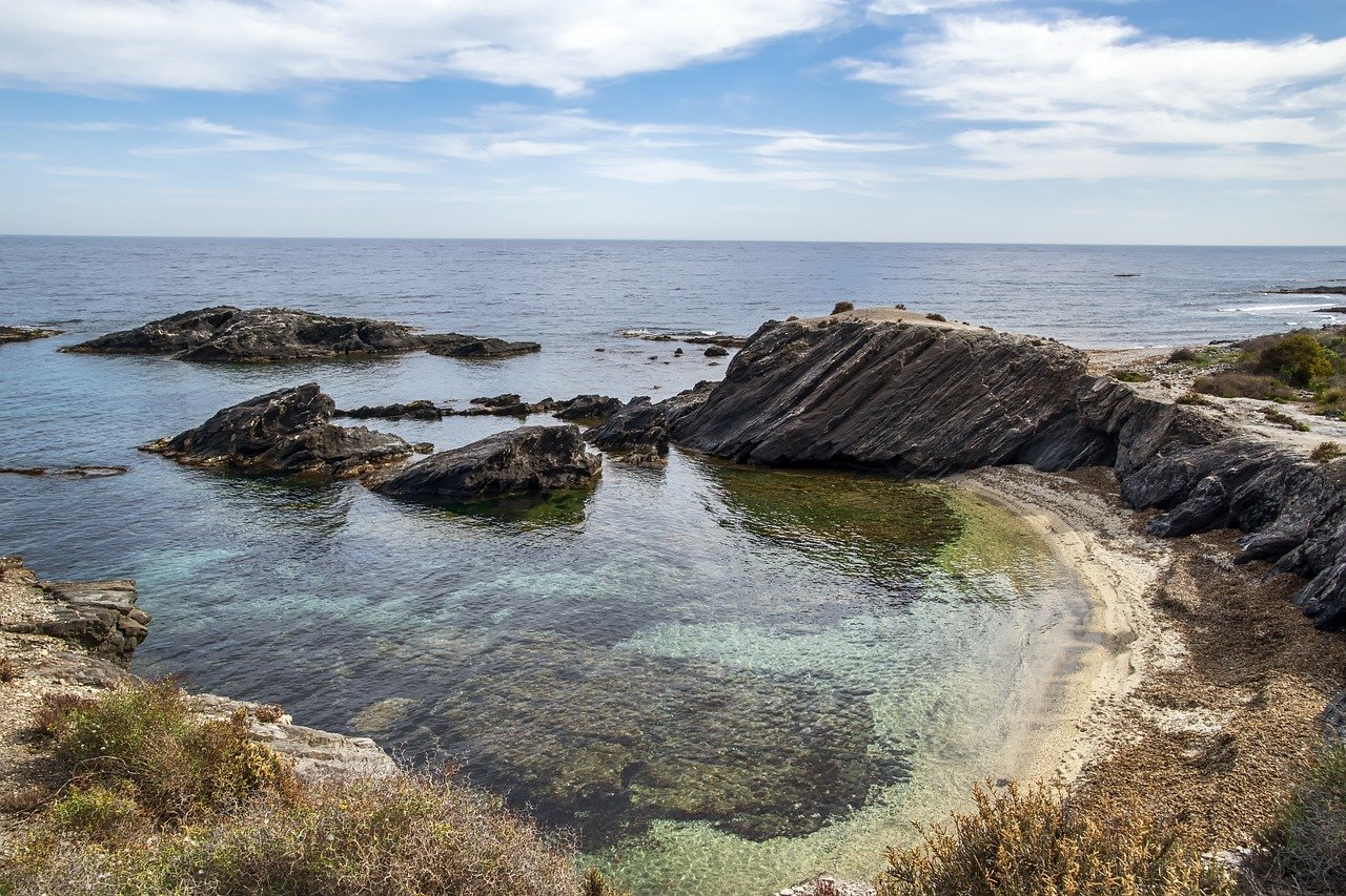 sea, rocks, water